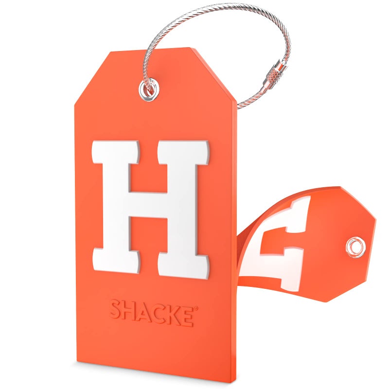 Shacke Initial Luggage Tag with Full Privacy Cover and Stainless Steel Loop â€“ (Letter H) - Image 1